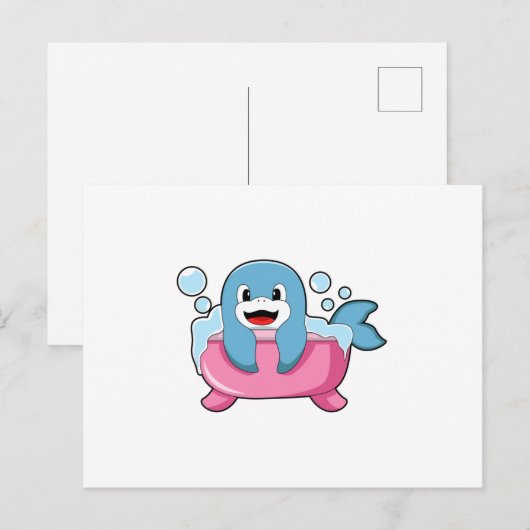 Dolfijn op badkuip briefkaart (Voorkant / Achterkant)
