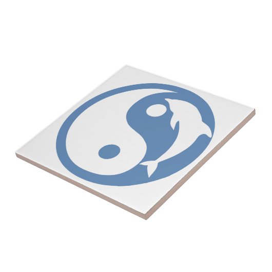 Dolfijn op Blue Yin Yang Tegel Tegeltje (Zijkant)