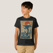 Dolfijn op golf rijder vintage t-shirt (Voorkant volledig)