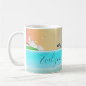 Dolfijn op het strand koffiemok (Links)