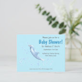 Dolfijn op Lichtblauw - Baby shower Kaart (Staand voorkant)