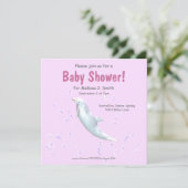 Dolfijn op Roze - Baby shower Kaart (Staand voorkant)