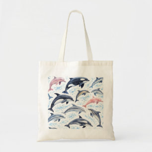Dolfijn, Orka en Roze Dolfijn Waterverf Patroon Tote Bag