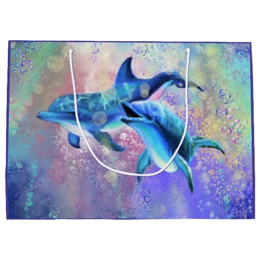 Dolfijn Paar Gift Bag Groot Cadeauzakje (Achterkant)