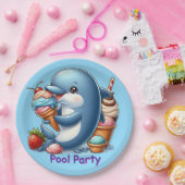 Dolfijn Pool Party Papieren Bordje (Feest)