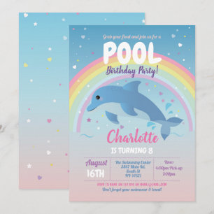 Dolfijn Pool Party Verjaardag Strand Float Oceaan Kaart
