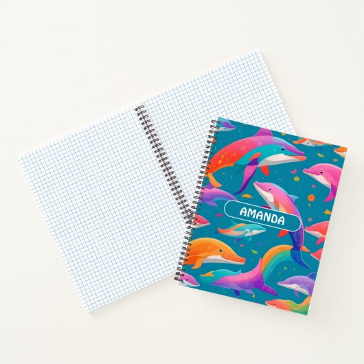 Dolfijn Regenboog Kleurrijk Gepersonaliseerd Patro Notitieboek (Binnen)