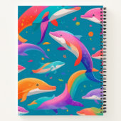 Dolfijn Regenboog Kleurrijk Gepersonaliseerd Patro Notitieboek (Achterkant)