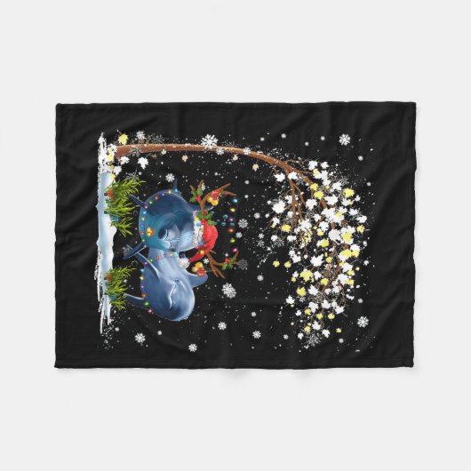 Dolfijn rendier Pet Kerstboom Funny Xm Fleece Deken (Voorkant (Horizontaal))