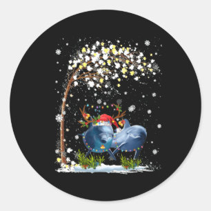 Dolfijn rendier Pet Kerstboom Funny Xm Ronde Sticker