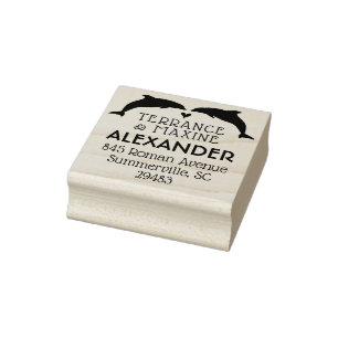 Dolfijn retour adresstempel - Trouwdieren Rubberstempel