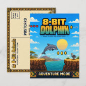 Dolfijn, Retro 8-Bit Pixelkunst Briefkaart (Voorkant / Achterkant)