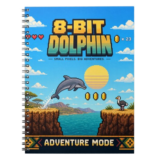 Dolfijn, Retro 8-Bit Pixelkunst Notitieboek (Voorkant)