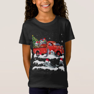 Dolfijn Rijden Rode Vrachtwagen Vrolijke Kerstmis T-shirt