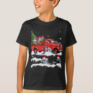 Dolfijn Rijden Rode Vrachtwagen Vrolijke Kerstmis T-shirt