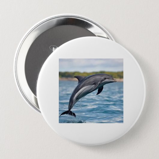 Dolfijn Ronde Button 4,0 Cm (Voorkant /achterkant)
