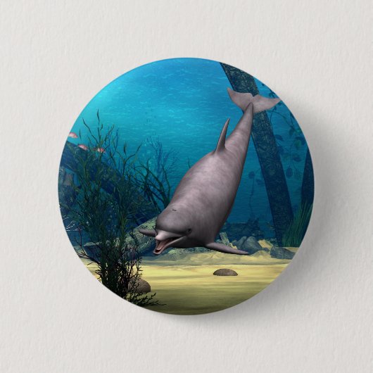 Dolfijn Ronde Button 5,7 Cm (Voorkant)
