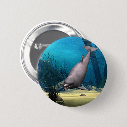 Dolfijn Ronde Button 5,7 Cm (Voorkant /achterkant)