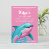 Dolfijn Roze Blauwgroen Blauw Zomer Strand Zwembad Kaart (Staand voorkant)