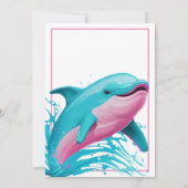 Dolfijn Roze Blauwgroen Blauw Zomer Strand Zwembad Kaart (Achterkant)