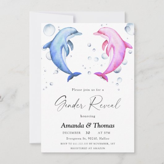 Dolfijn roze of blauw Geslacht onthullen Kaart (Voorkant)