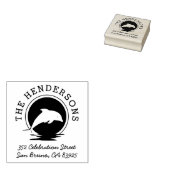 Dolfijn Silhouet Ronde Naam & Retouradres Rubberstempel (Gestempeld)