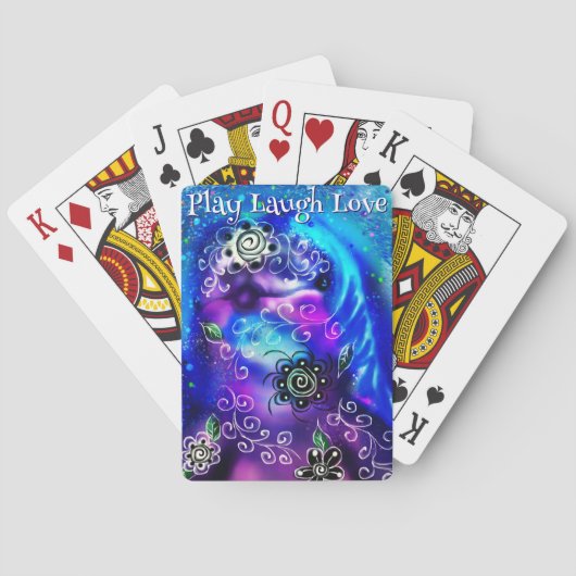 Dolfijn Spelen Lachen Liefde Whimsical Schilderkun Pokerkaarten (Achterkant)