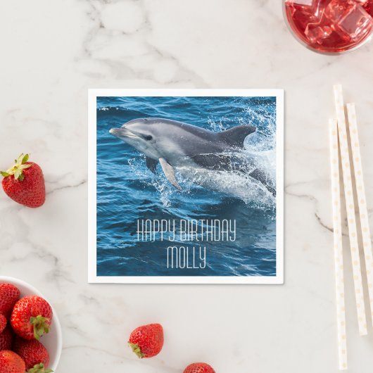 Dolfijn spetterend aangepaste verjaardagsfeestje servet (Insitu)