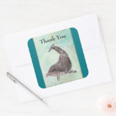 Dolfijn spettert rond dank je vierkante sticker (Envelop)