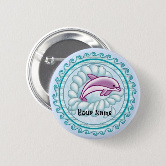 Dolfijn Splash Ronde Button 5,7 Cm (Voorkant /achterkant)