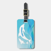 Dolfijn springen in oceaan gepersonaliseerd bagagelabel (Voorkant verticaal)
