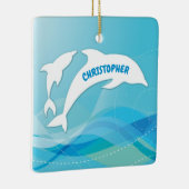 Dolfijn springen in oceaan gepersonaliseerd keramisch ornament (Rechts)