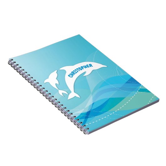 Dolfijn springen in oceaan gepersonaliseerd notitieboek (Rechterzijde)