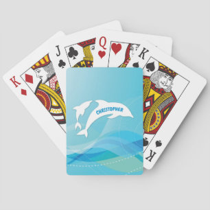 Dolfijn springen in oceaan gepersonaliseerd pokerkaarten