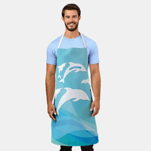Dolfijn springen in oceaan gepersonaliseerd schort (Gedragen)