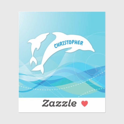 Dolfijn springen in oceaan gepersonaliseerd sticker (Vel)