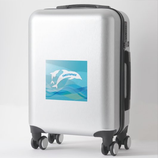 Dolfijn springen in oceaan gepersonaliseerd sticker (Koffer)