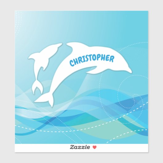 Dolfijn springen in oceaan gepersonaliseerd sticker (Vel)
