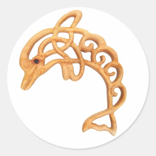 Dolfijn springende Keltische knoop Ronde Sticker (Voorkant)