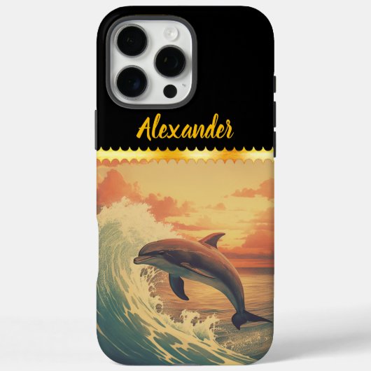 Dolfijn springt tussen kleurrijke oceaangolven Case-Mate iPhone case (Achterkant)