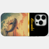 Dolfijn springt tussen kleurrijke oceaangolven Case-Mate iPhone case (Achterkant (horizontaal))