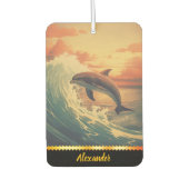 Dolfijn springt tussen kleurrijke oceaangolven luchtverfrisser (Voorkant)