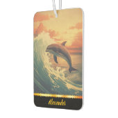 Dolfijn springt tussen kleurrijke oceaangolven luchtverfrisser (Links)