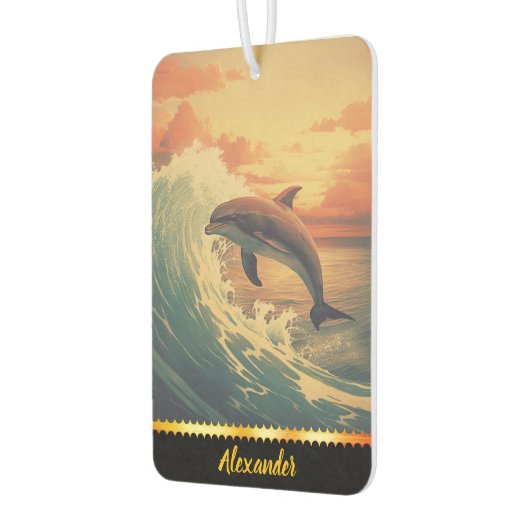 Dolfijn springt tussen kleurrijke oceaangolven luchtverfrisser (Links)