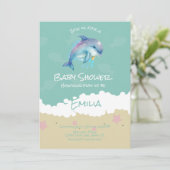 Dolfijn Strand Oceaan Baby Shower Kaart (Staand voorkant)
