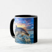 Dolfijn Strand Ocean Sunset Actie Koffiemokken Mok (Voorkant links)