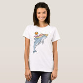 Dolfijn strand strohoed zomer t-shirt (Voorkant volledig)