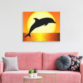 Dolfijn Sunset Afbeelding op Galerij Ingewikkeld C Canvas Afdruk (Insitu (Woonkamer))