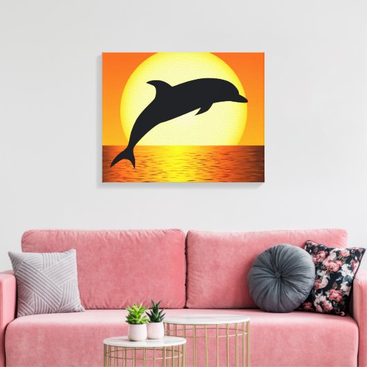 Dolfijn Sunset Afbeelding op Galerij Ingewikkeld C Canvas Afdruk (Insitu (Woonkamer))