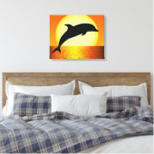 Dolfijn Sunset Afbeelding op Galerij Ingewikkeld C Canvas Afdruk (Insitu (Slaapkamer))